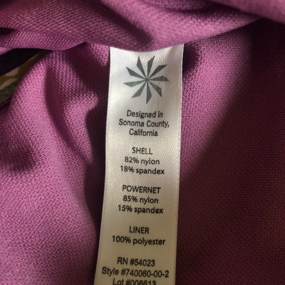 Athleta One Piece Halter Swimsuit Sz. XL Celery Purple Floral Cut Out Tied Back - Picture 5 of 7